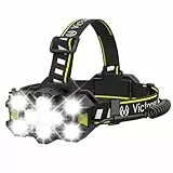 Victoper Lampada frontale ricaricabile,2023 Migliorata 11 LED 25000 Lumen Lampada frontale LED 12+2 Modalità di illuminazione IPX5 Impermeabile Controllo Gestuale, Vivavoce Lampada frontale