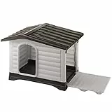 Ferplast Cuccia da Esterno, Casetta per Cani DOGVILLA 110 in Resina Termoplastica Robusta, Pannello Laterale Apribile, 111 x 84 x h 79 cm
