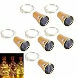 ALED LIGHT 6 Pack LED Solar Wine Bottle Lights 1 Metre 10 Lights Cork Shaped Light Copper Wire Starry String Lights For Bottle DIY/Wedding/Christmas/Thanksgiving/Dating Warm White