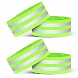 URAQT 4 Pezzi Bracciale Riflettente, 35 x 5 cm Alta Visibilità Fasce Riflettenti, Bracciali Sportivi Riflettenti Regolabile di Sicurezza, per Ciclismo, Corsa, Adulti e Bambini Caviglia, Polso (B)
