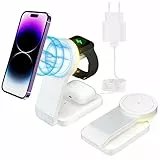 Pieghevole 3 in 1 Stazione di Ricarica Wireless,Mag-safe Caricatore Wireless, Compatibile con iPhone 12/13/14/15 Serie, Airpods 2/3/Pro, Apple Watch
