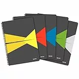 LEITZ OFFICE Blocco per appunti, Formato A4 , Rilegatura a spirale, Copertina in Cartoncino, 90 Fogli, Righe, Colori Assortiti, Confezione da 5 - 44960099