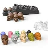 Holzsammlung Stampi per Cubetti di Ghiaccio in Silicone, Stampo Teschio 3D Silicone Halloween, Stampi Teschio Fabbricatore di Ghiaccio per Whisky, Vassoi di Ice Cube, Cranio Cubetti di Ghiaccio
