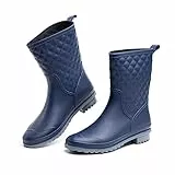 Hitmars Stivali Gomma Donna Stivaletti Pioggia Chelsea Rain Boots Wellies Ankle Boots Stivaletti Impermeabili Scarpe Da Pioggia Blu Taglia EU 38