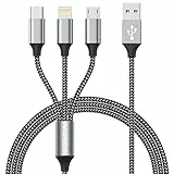 SIZUKA Multi Cavo di Ricarica, Cavo USB [1.2M] 3 in 1 Multiplo Cavetto Micro USB Tipo C Lightning Nylon Intrecciato Cavo di Ricarica USB per iPhone,Samsung Galaxy,Huawei,Google Pixel,Honor,Xiaomi