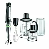 Braun MQ7045X MultiQuick7 Minipimer, Frullatore ad Immersione dotato di Grande Tritatutto 1,25L con funzione tritaghiaccio, frusta a filo, 350ml, bicchiere graduato 600ml, 1.000W, Nero