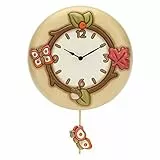 THUN, Orologio da Muro con Pendolo in Ceramica Decorata a Mano, Linea Hello Autumn, Ø 26 cm