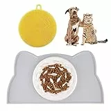 DXiongW Sottociotola Cane Antiscivolo Tappetino Sottociotola per Gatti Tappeto Sotto Ciotola Gatto in Silicone Antiscivolo Sottociotola Gatto Facile da Pulire e Spazzola per La Pulizia
