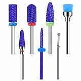 GeekerChip Punte Fresa Unghie,Punte Fresa Unghie Ceramica,Set di Manicure Elettrico da 7 Pezzi Kit di Trapano per Unghie Elettrico 3/32'Ceramica Lima per Manicure Professionale Trapani(Blu)