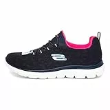Skechers Summits Leopard Spot, Scarpe da Ginnastica Donna, Navy Mesh/Hot Pink Trim, 39 EU