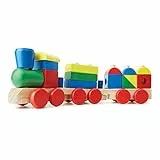 Melissa & Doug Set di Blocchi e Treno in Legno, Blocchi di costruzione in legno, Set treno in legno, Montessori giocattoli educativi, Regalo per Bambina e Bambino dai 3 anni in su