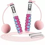 VINSOC Corda per Saltare, Resistance & Endurance con la Corda per Saltare Professionale Speed Corda con Contatore di Calorie/Timer/Manici Antiscivolo - per Perdere Peso e Restare in Forma (Rosa)