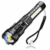CalmGeek Torcia LED, Torce Ricaricabile USB Torcia Elettrica, Torcia Portatile IPX4 Impermeabile Flashlight, Alta luminosità, Regolabile Focus, per Notte Campeggio Trekking Lampada da Pesca