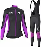 FDX Donna Thermodream Ciclismo Jersey Inverno Termico Imbottito Bib Collant Combo Set, Donna