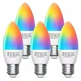 Aigostar Lampadina Alexa Intelligente E27 WiFi Compatibile con Alexa Google Home. Lampadine LED 5W Intelligence, 3000k - 6500k e RGB Multicolore Dimmerabile, Nessun Hub Richiesto, 2.4Ghz, 5 Pcs