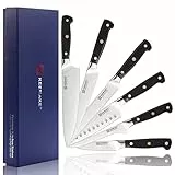 KEEMAKE Set Coltelli da Cucina 6 Pezzi, Coltello Cucina in Acciaio Inossidabile ad Alto Tenore di Carbonio, Coltello Verdure, Spelucchino Professionale, Coltello Santoku Giapponese, Coltello Chef