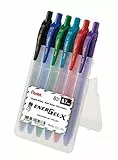 Pentel Energel X BL107, Roller inchiostro gel retrattile punta media 0,7 mm, Pouch cavalletto 6, Nero, Rosso, Blu, Verde, Azzurro, Viola