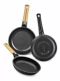 Bra Efficient Orange set di 3 padelle in alluminio pressofuso con antiaderente teflon platinum plus Moderno 18-22-26 cm nero [Esclusiva Amazon]
