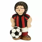 THUN - Soprammobile Bimbo Calciatore Rosso-Nero - Accessori Cameretta e Bomboniere - Linea Bomboniera - Formato Piccolo - Ceramica - 4,5 x 4,5 x 7 h cm