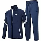 MoFiz Tuta Completo Sportivo Uomo Tennis Abbigliamento Palestra con Cerniera per Attività all'aperto Blu L