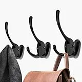 BIGLUFU 5 Pezzi Ganci Appendiabiti Nero, Ganci Appendiabiti da Parete Singolo per Cappelli, Cappotto, Sciarpa, Borsa