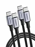 UGREEN 100W Cavo USB C a USB C 2 Pezzi, Cavo USB Type C in Nylon Compatibile con iPhone 15 Plus Pro Max, Macbook Pro,Air, iPad Pro,Air, Galaxy S23 S22 S21, Surface Pro, Steam Deck, ecc 1m