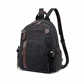 FANDARE Tela Zaino Zaino Porta PC Uomo Borsa Zainetto Donna Zaino Scuola Zainetto Zainetti Cartella Borsa da scuola Università All'aperto Viaggio porta PC 12.9 Pollici Zaino Nero
