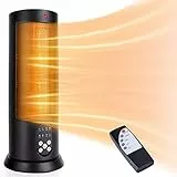 Aigostar Bert - Termoventilatore Ceramico Stufa Elettrica a Torre Silenziosa Riscaldatore elettrico con Telecomando 3 Modalità Termostato Regolabile, Timer 7.5h Oscillazione di 70 ° 2000W Nero