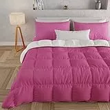 PETTI Artigiani Italiani - Trapunta Matrimoniale Invernale, Piumone Matrimoniale, Tinta Unita Double Face Fuxia Bianco 100% Made in Italy