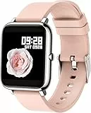 Popglory Smartwatch Uomo Donna, Notifiche Whatsapp e Chiamate,Contapassi SpO2 Pressione Sanguigna Cardiofrequenzimetro,Orologio Sportivo Regalo per Android iOS