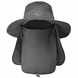 TAGVO Cappello da Sole con Protezione Collo Viso Staccabile, Cappelli da Pesca UPF 50+, Campeggio Escursionismo Passeggiata Viaggio Cappelli Cappelli Pieghevole Cappello Bucket - Cinturino di Mentone