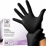 100 guanti in Nitrile M Neri senza polvere, senza lattice, ipoallergenici, guanti per Estetisti, Tatuatori, Ambiti Medici, Manipolazione degli Alimenti guanti monouso (M, Neri)