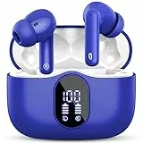 Cuffie Bluetooth, Auricolari Bluetooth 5.3 con 4 Mic, Cuffie Wireless In Ear HiFi Stereo, Cuffiette Bluetooth 36 Ore LED Display, Cuffie Senza Fili IP7 Impermeabili, Touch Control, USB-C, Blu