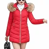 ORANDESIGNE Cappotto Donna Elegante Piumino Giacca Invernale Lungo Cappotti Eleganti Addensare Caldo Leggero Parka Outwear Trench Giubbotto A Rosso 42