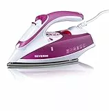 SEVERIN BA 3243 Ferro da stiro a vapore e a secco 2400W con getto fino a 70g/min, serbatoio da 200 ml, Ferro a secco autopulente, Ferro a vapore con piastra in ceramica, Bianco/viola