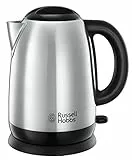 Russell Hobbs Bollitore acqua elettrico, 1.7 L, 2400 W, filtro anticalcare rimovibile e lavabile , ebollizione rapida, meno di un minuto, Acciaio Inox, Bollitore Adventure 23912-70