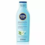 NIVEA SUN Latte Doposole Hydrate 200 ml, Crema doposole con aloe vera bio e acido ialuronico, Crema corpo idratante ad azione rinfrescante e lenitiva