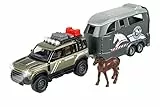 Majorette - Land Rover Defender con rimorchio per cavalli, 213776000, 3 anni, con luci e suoni, pneumatici in gomma, parti apribili, in scala 1:43