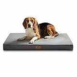 Bedsure Materasso per cani in memory foam, cuscino per cani di grandi dimensioni, ortopedico, tappetino per cani, lavabile e antiscivolo, letto per cani interni, grigio, 104 x 74 cm