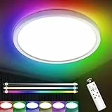 IAB Plafoniera LED Soffitto Dimmerabile, 24W+8W Lampada da Soffitto 3300LM Luce Calda Fredda con Telecomando, Plafoniera LED Moderna per Bagno Camera da Letto Soggiorno Cucina, Φ30cm