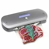 KitchenBoss Macchina Sottovuoto per Alimenti Sottovuoto Macchina Vacuum Sealer Professionale Automatica Portatile con 5PCS sacchetti + 1 Tubo Accessorio, Freschi Sia Secchi Che Umidi