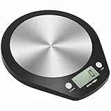 ACCUWEIGHT Bilancia da cucina digitale 203, per cibo o posta, elettronica, acciaio inossidabile, funzione di misurazione del liquido in ml e fl. oz., 5.000 g, incrementi di 0,1 once. o 1 g