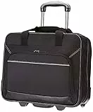 Amazon Basics borsa per laptop, con rotelle fluide e tasca frontale facile da aprire, manico telescopico,Leggera, Nero, per laptop fino a 16”, 40 cm
