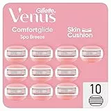 Gillette Venus Comfortglide RASOIO DONNA Spa Breeze, 10 LAMETTE di Ricambio (da 3 Lame) e 1 Manico, per una Rasatura Fluida Profonda Duratura, Skin Cushion