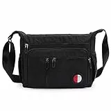 pinsheng Borsa A Tracolla Da Uomo Borsa A Tracolla Casual Per Uomo D'Affari Grande Capacità Impermeabile, Nero