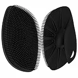 HieerBus Spazzola per doccia piatta in silicone esfoliante e massaggiante, setole lunghe che si insaponano bene e più igieniche rispetto alla tradizionale luffa, 1 confezione (nero)