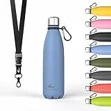 Daikoku, Bottiglia Termica in Acciaio Inossidabile | Doppia Parete Isolante | 100% Antifuga | Sicura e Salutare, Free BPA | Multifunzionale, Sport Ideale thermo Acciaio Inossidabile, Blu, 500 ML