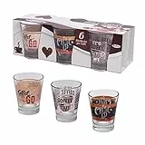 MAURY'S 6 BICCHIERI IN VETRO DA CAFFÈ CON DISEGNO ASSORTITO