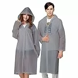 Vicloon Poncho Impermeabile, 2 Pcs per Adulti da Portatile Eva Trasparenti Riutilizzabili, Cappotto di Pioggia per Uomo e Donna per Pesca, Parchi Acquatici e Altro Ancora (Grigio)