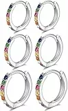 LIHELEI Orecchini Donna Argento 925, Orecchini Cerchio, Set Orecchini Huggies, Orecchini di Cartilagine con Zirconia Cubica AAA, Orecchini Cerchio Piccoli Anallergici-3 Paia Argento
